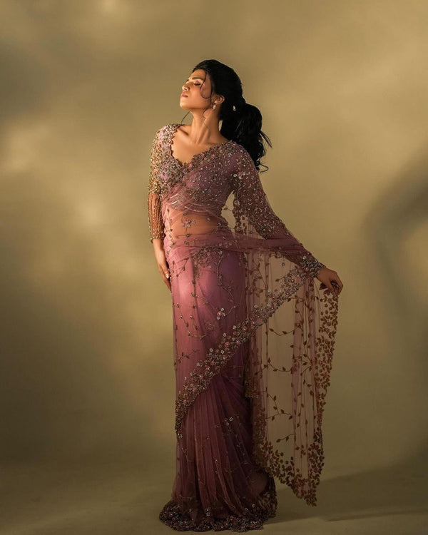 Beautiful Designer Saree on  Soft Net Fabric with Thread & Sequence Work