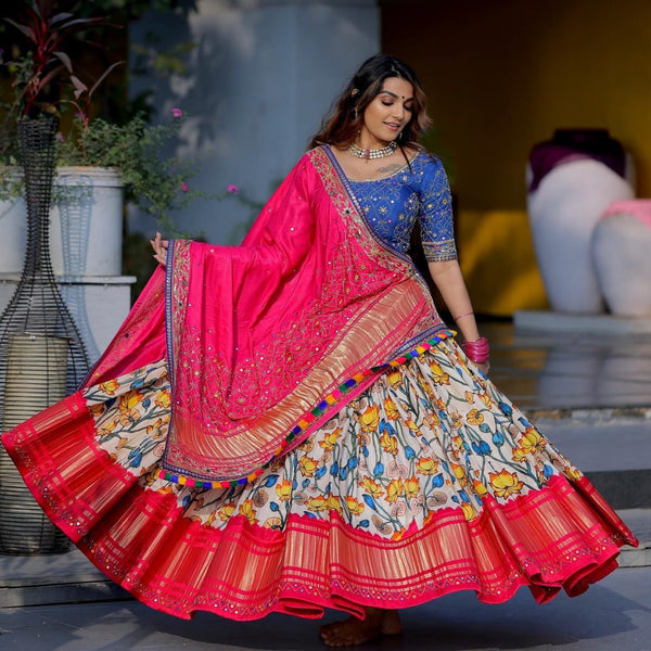 Butter Silk Chaniya Choli | Digital Print with Real Mirror Work for Traditional Wear