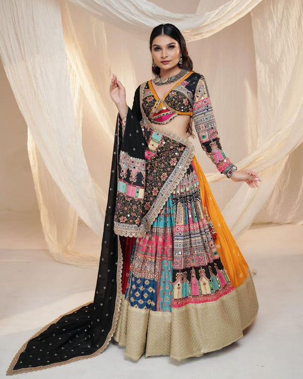 Muslin Cotton Chaniya Choli | Fancy Digital with Real Mirror Work for Traditional Wear