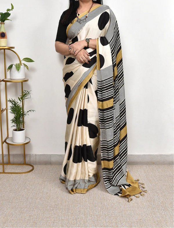 Ajrakh Modal Silk Saree
