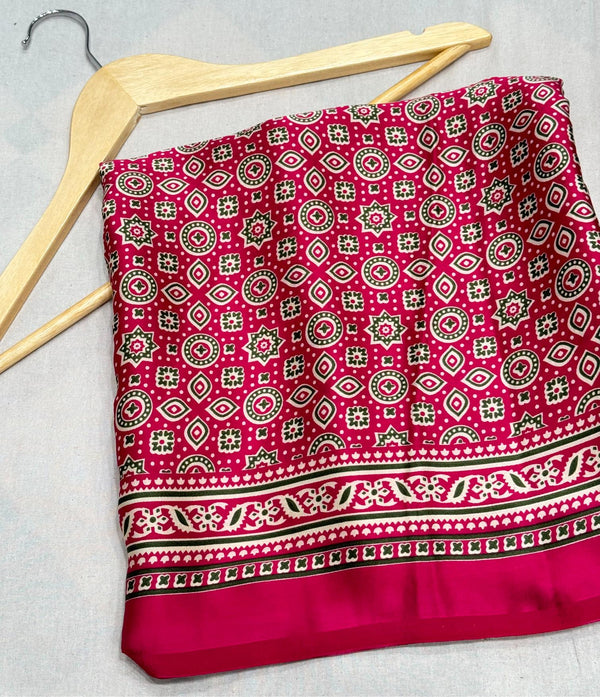 Rani Ajrakh Printed Soft Modal Silk Natural Print Saree P1