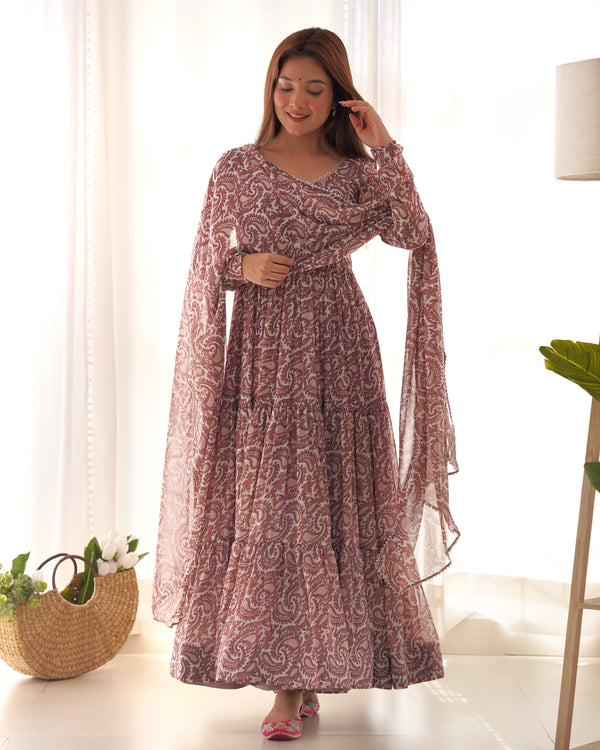 Pure Soft Fox Georgette Print Fabric Fully Flair Anarkali Salwar Suit