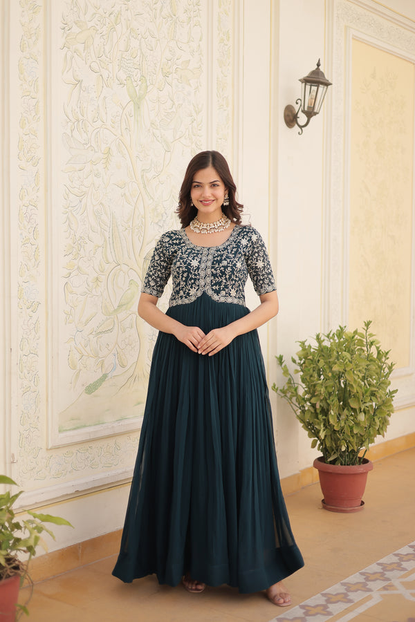 Rama colour faux georgette trending heavy work fully stitched gown
