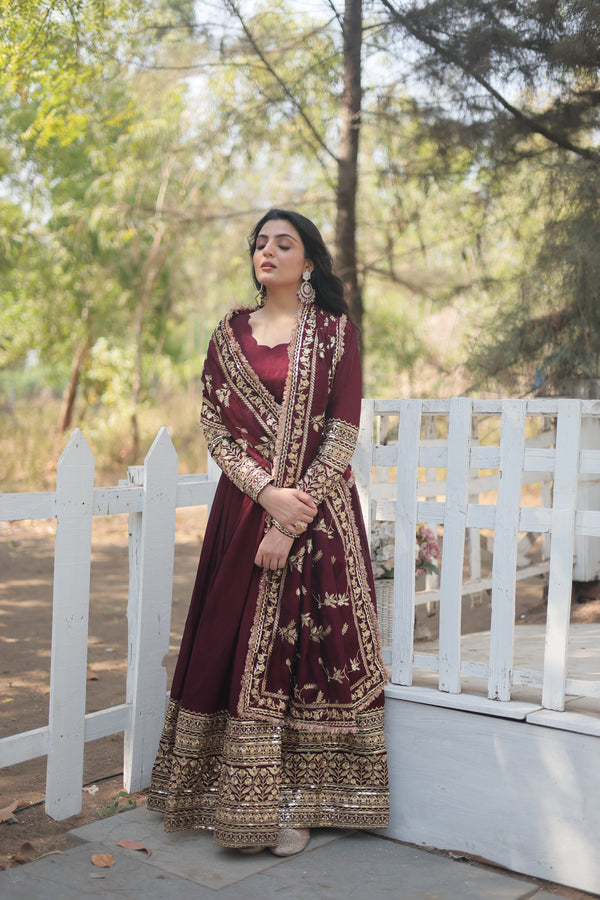 Embroidered Anarkali Suit with Dupatta – Wedding Collection