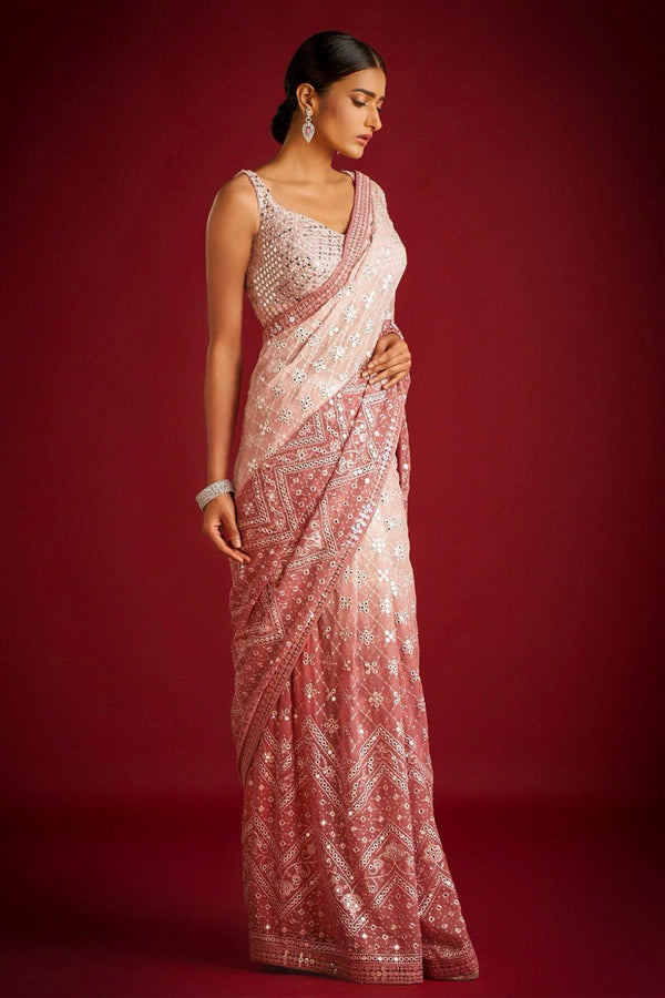 Heavy Fox Georgette With Pedding Print And 7.MM Sequence + Multi🔖 Work In Allover Saree