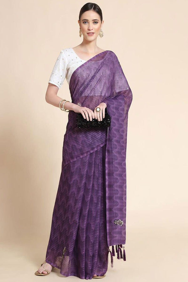 Purple Sequence Work Saree