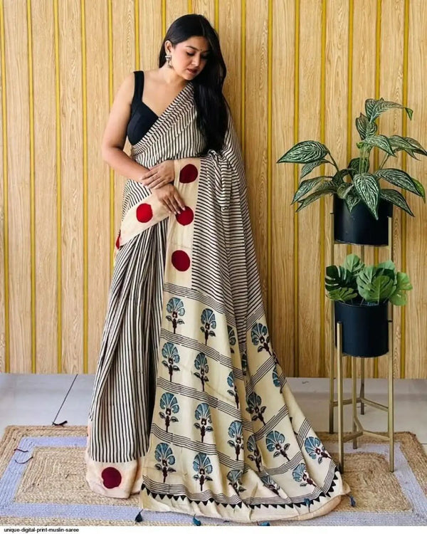 Ajrakh Primum Modal Silk Saree With Blouse