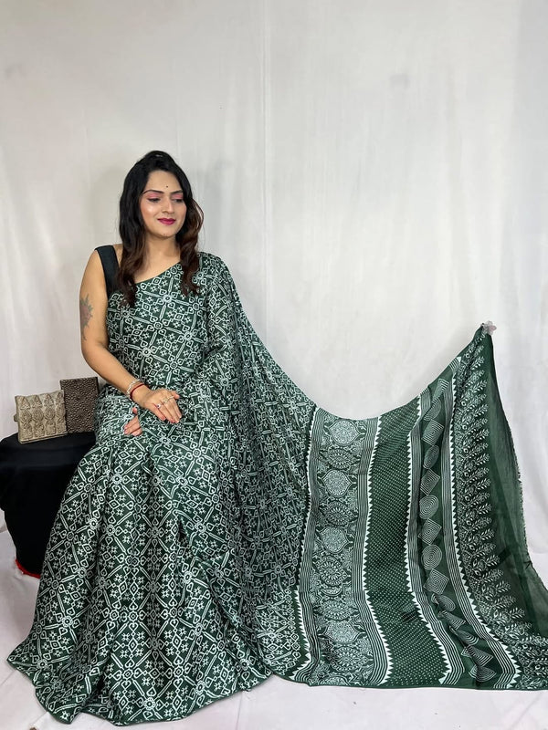 Ajrakh Primum Modal Silk Saree With Blouse