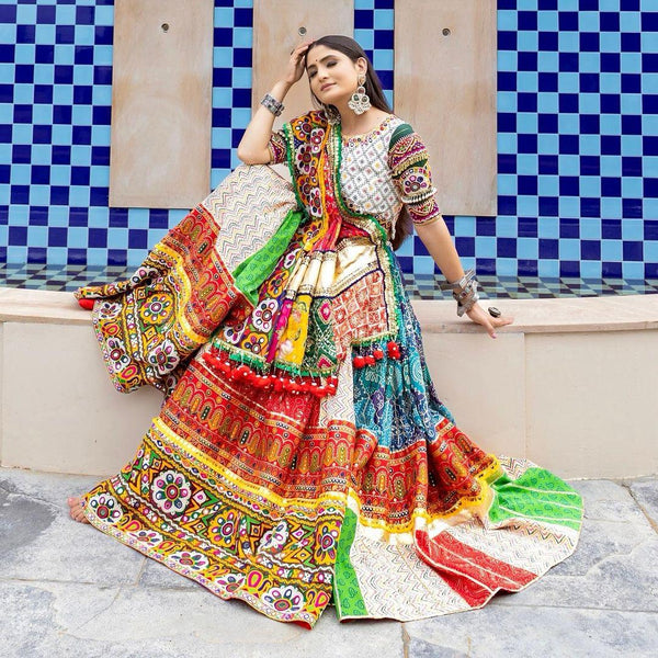 Multi Color Soft Butter Silk Chaniya Choli | Fancy Digital with Real Mirror Work for Traditional Wear