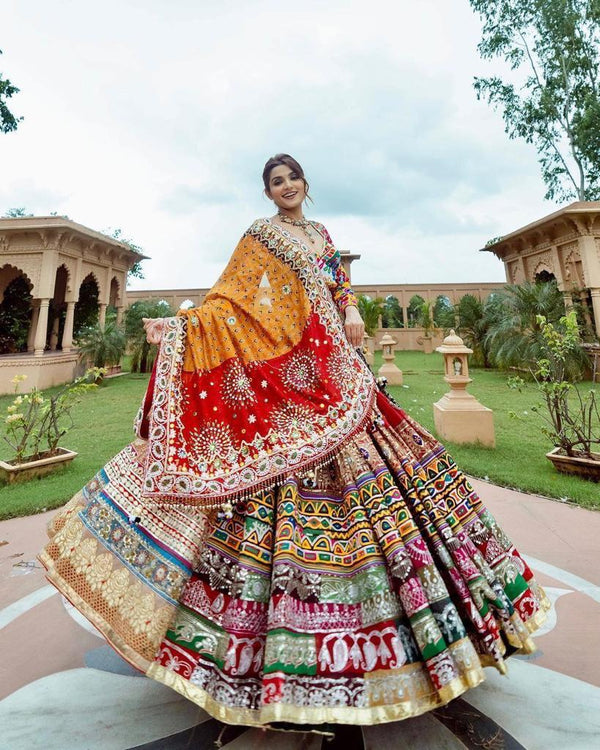 Multi Color Soft Butter Silk Chaniya Choli | Fancy Digital with Real Mirror Work for Traditional Wear