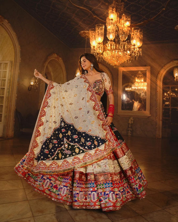 White Soft Butter Silk Chaniya Choli | Fancy Digital with Real Mirror Work for Traditional Wear