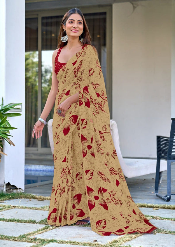 Yellow Designer Soft Cotton Saree