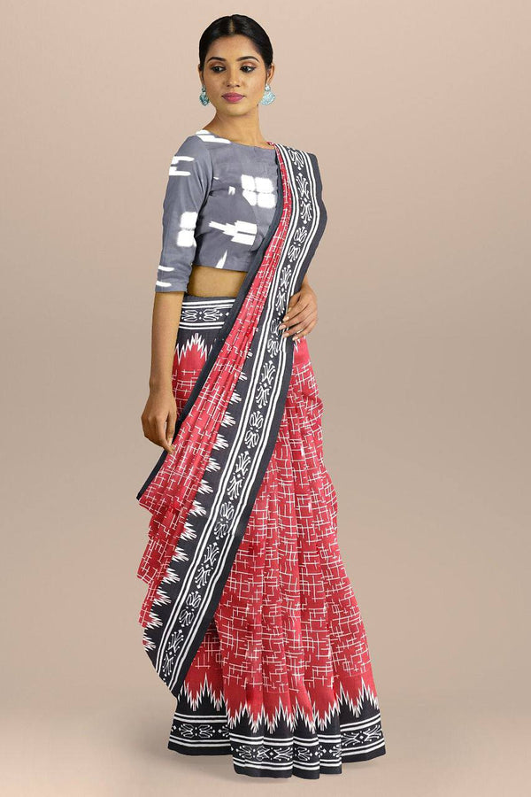 Red Designer Soft Cotton Saree