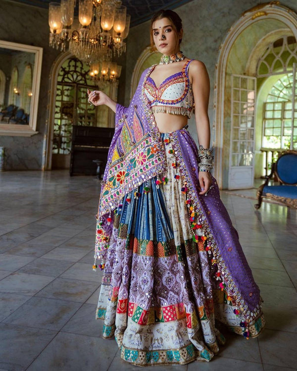 MultiColor Soft Butter Silk Chaniya Choli | Fancy Digital with Real Mirror Work for Traditional Wear