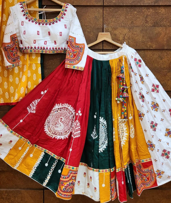Multi Color Soft Butter Silk Chaniya Choli | Fancy Digital with Real Mirror Work for Traditional Wear