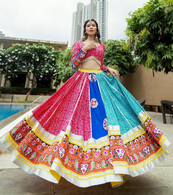 Multi Soft Butter Silk Chaniya Choli | Fancy Digital with Real Mirror Work for Traditional Wear