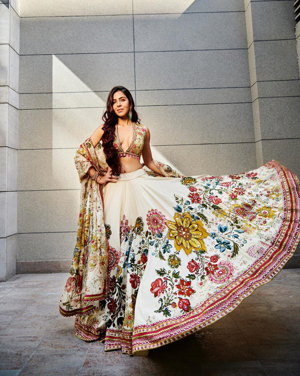 Pink Soft Butter Silk Chaniya Choli | Fancy Digital with Real Mirror Work for Traditional Wear
