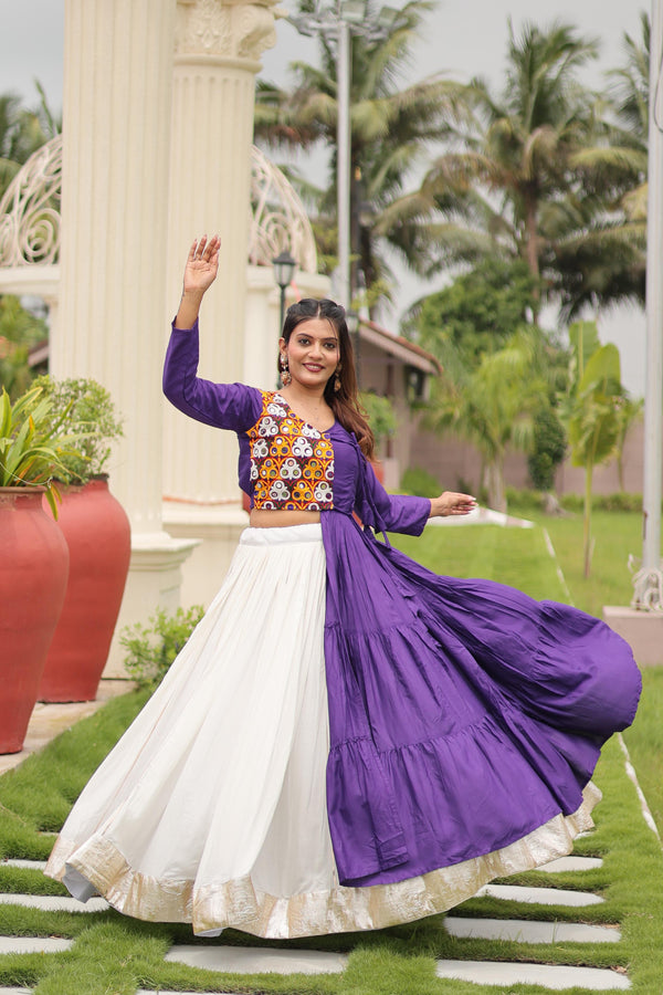 Gamthi Mirror Work Navratri Lehenga Set Cotton Perfect for Garba Nights