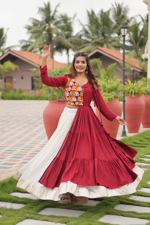 Gamthi Mirror Work Navratri Lehenga Set Cotton Perfect for Garba Nights