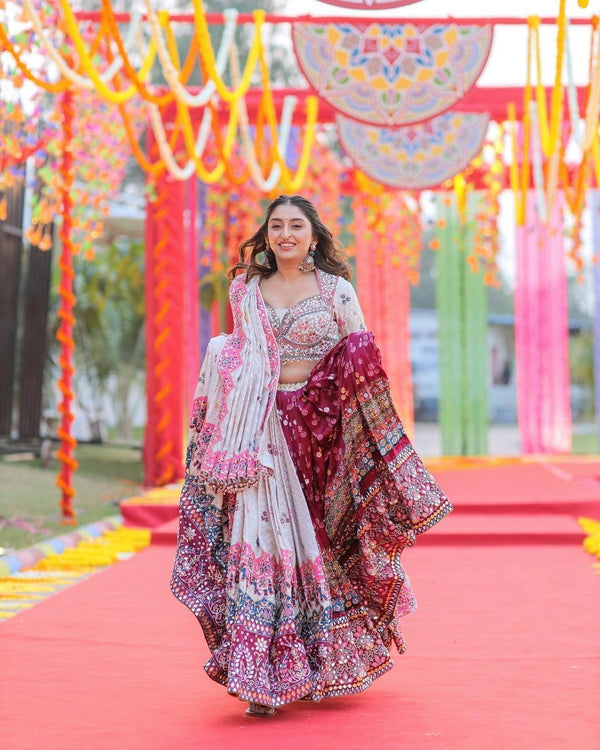 Soft Butter Silk Chaniya Choli | Fancy Digital with Real Mirror Work for Traditional Wear